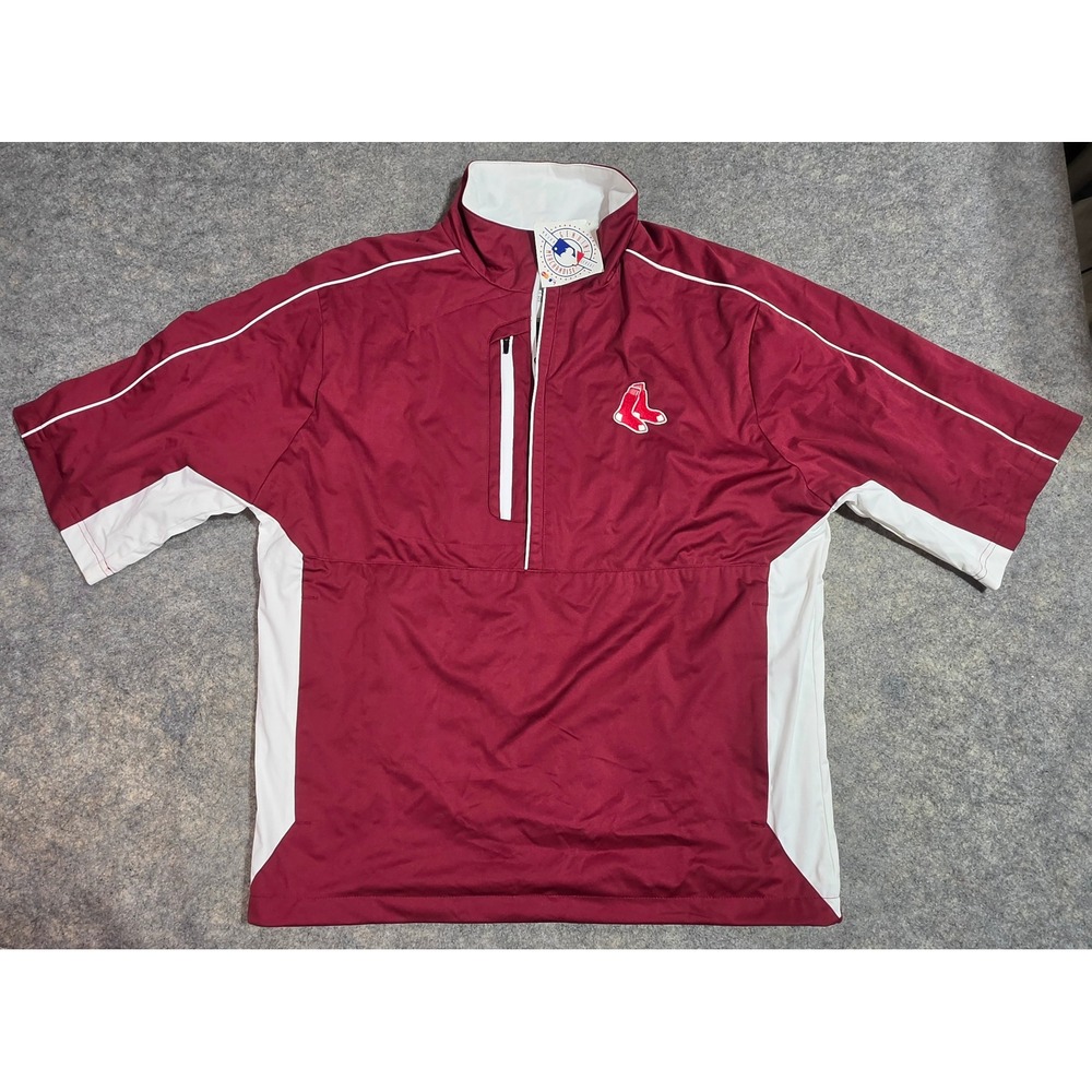 Antigua Boston Red Sox MLB Pullover Windbreaker Short Sleeve Maroon Mens L NWT